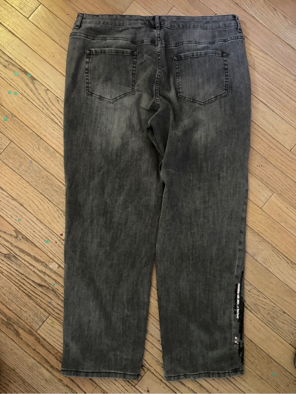 LOGO by Lori Goldstein Sequin Hem Straight Leg Jeans Size 16 - Picture 5 of 5